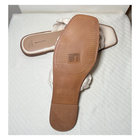 Time and Tru Women's Braided Two Band Sandals | Size 10 | Bone - Picture 8 of 8